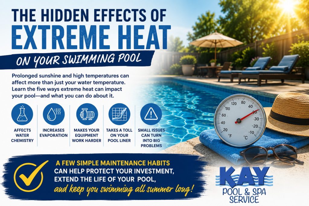 hidden effect of extreme heat on your swimming pool, ai generated